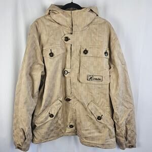 BURTON x RONIN Snowboard Jacket Gold Plaid Hooded Y2K Technical Outerwear NWOT